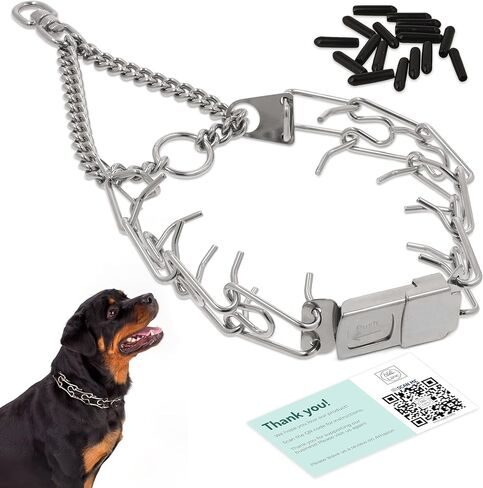 Prong Collar for Dogs - Easy Buckle Prong Collar - 3mm Stainless Steel No Pull Chain Collars - Quick Release Dog Collar - (14 to 20" Neck) Adjustable Dog Training Collars for Large to Medium Size Dogs in Saudi Arabia