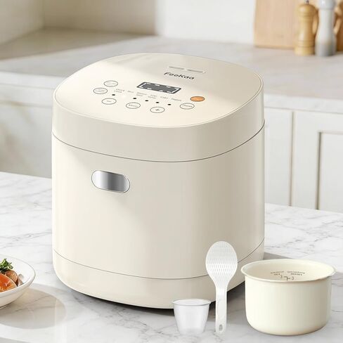 FEEKAA Mini Rice Cooker Small 2 Cup (uncooked), Travel Rice Maker, 6-in-1 Portable Rice Cooker' 4-Cup (cooked), Slow Cooker, Soup Maker, Stew Pot, White in Saudi Arabia