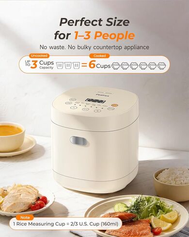 FEEKAA Mini Rice Cooker Small 2 Cup (uncooked), Travel Rice Maker, 6-in-1 Portable Rice Cooker' 4-Cup (cooked), Slow Cooker, Soup Maker, Stew Pot, White in Saudi Arabia