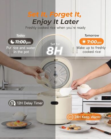 FEEKAA Mini Rice Cooker Small 2 Cup (uncooked), Travel Rice Maker, 6-in-1 Portable Rice Cooker' 4-Cup (cooked), Slow Cooker, Soup Maker, Stew Pot, White in Saudi Arabia