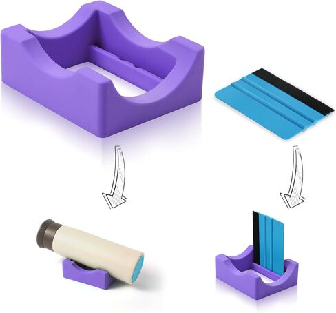 Small Purple Silicone Cup Cradle for Crafting, Tumbler Holder with Built-in Slot and Felt Edge Squeegee Decal Scraper, Anti-Skidding Tumbler Stand in Saudi Arabia