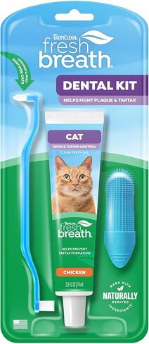 TropiClean Fresh Breath Cat Toothbrush and Toothpaste Kit, Cat Teeth Cleaning & Breath Freshener Solution, Complete Dental Care in Saudi Arabia