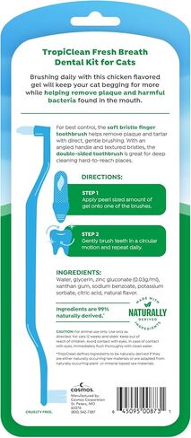 TropiClean Fresh Breath Cat Toothbrush and Toothpaste Kit, Cat Teeth Cleaning & Breath Freshener Solution, Complete Dental Care in Saudi Arabia
