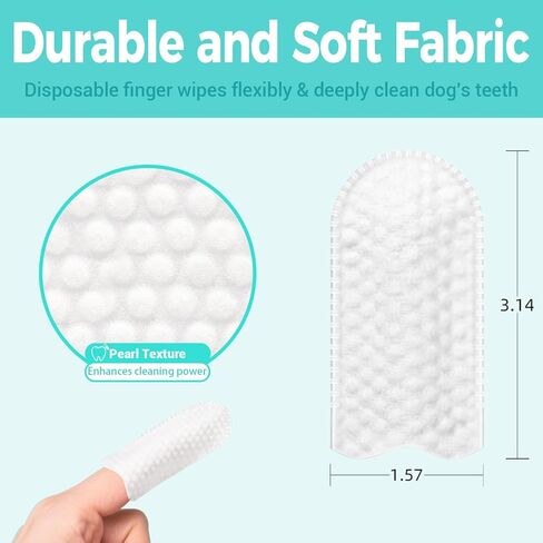 Teeth Cleaning Finger Wipes for Dogs & Cats，Dental Cleaning Wipes for Dogs and Cats，Pet Teeth Cleaning Finger Wipes，Reduces Plaque and Freshens Breath, Removes Tartar, Disposable Wet Wipes 50ct in Saudi Arabia