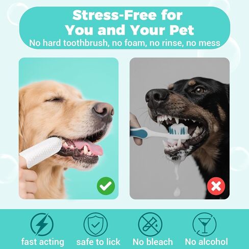 Teeth Cleaning Finger Wipes for Dogs & Cats，Dental Cleaning Wipes for Dogs and Cats，Pet Teeth Cleaning Finger Wipes，Reduces Plaque and Freshens Breath, Removes Tartar, Disposable Wet Wipes 50ct in Saudi Arabia