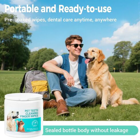 Teeth Cleaning Finger Wipes for Dogs & Cats，Dental Cleaning Wipes for Dogs and Cats，Pet Teeth Cleaning Finger Wipes，Reduces Plaque and Freshens Breath, Removes Tartar, Disposable Wet Wipes 50ct in Saudi Arabia