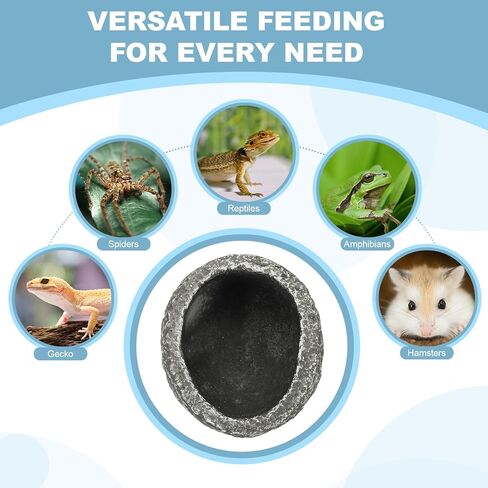 Reptile Food Bowl, Worm Water Dish Resin Pet Bowl Food Dish Anti Escape Feeder (4 in, Gray), Intended for Gecko/Scaled Pet/Amphibians/Spiders/Small Mammals in Saudi Arabia