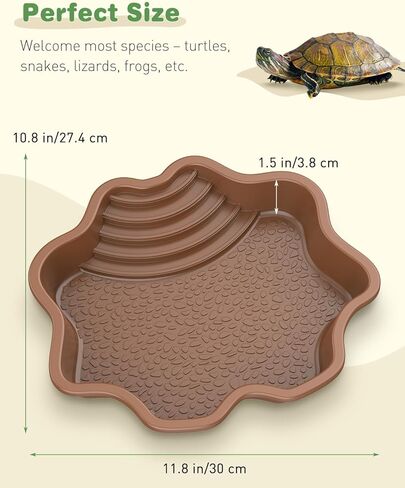 Pawfly Reptile Bathing Pool with Ramp, Reptile Food Dish Feeding Dish, Tortoise Water Dish Water Bowl with Steps, Turtle Bathing Pool Bath Tub Soaking Dish for Gecko Snake Bearded Dragon Lizard in Saudi Arabia