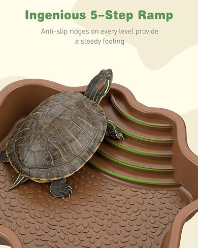 Pawfly Reptile Bathing Pool with Ramp, Reptile Food Dish Feeding Dish, Tortoise Water Dish Water Bowl with Steps, Turtle Bathing Pool Bath Tub Soaking Dish for Gecko Snake Bearded Dragon Lizard in Saudi Arabia