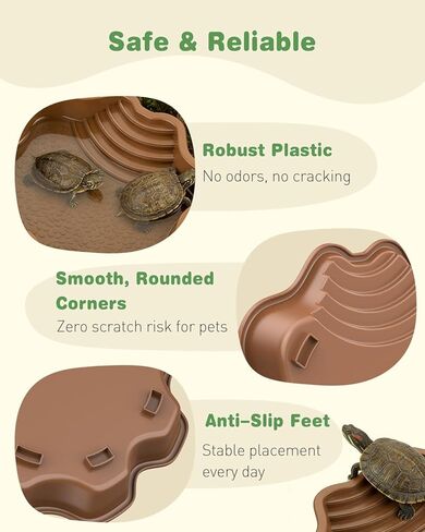 Pawfly Reptile Bathing Pool with Ramp, Reptile Food Dish Feeding Dish, Tortoise Water Dish Water Bowl with Steps, Turtle Bathing Pool Bath Tub Soaking Dish for Gecko Snake Bearded Dragon Lizard in Saudi Arabia