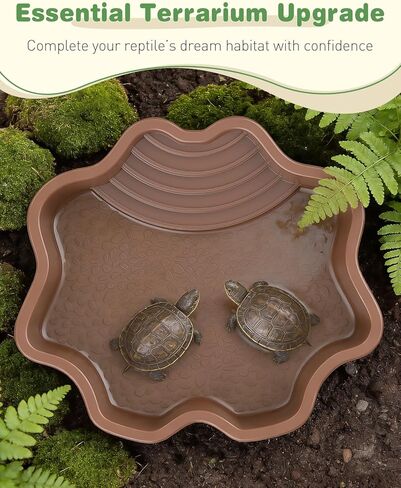 Pawfly Reptile Bathing Pool with Ramp, Reptile Food Dish Feeding Dish, Tortoise Water Dish Water Bowl with Steps, Turtle Bathing Pool Bath Tub Soaking Dish for Gecko Snake Bearded Dragon Lizard in Saudi Arabia