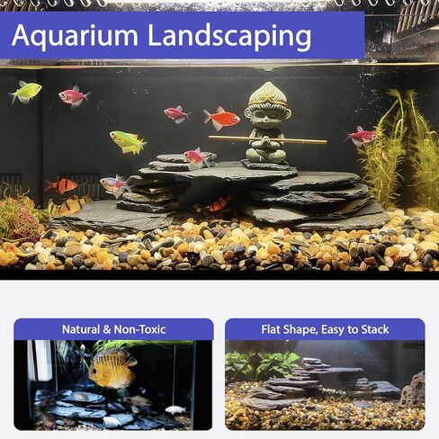 صخور الأردواز الطبيعية 2-4 بوصات صخور حوض السمك 5 رطل أحجار Aquascaping لحوض السمك تررم الزواحف ديكور الموائل Vivariums Paludariums بونساي حدائق خرافية مصغرة in Kuwait