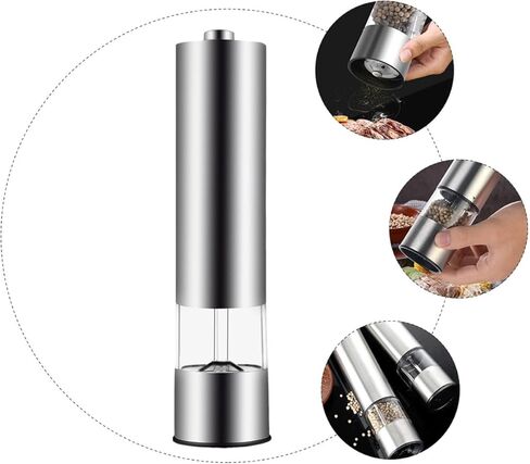 2pcs Electric Pepper Grinder Stainless Steel Electric Pepper Mill Set Battery-free Silver for Kitchen and Dining in Saudi Arabia