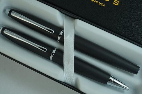 A.T. Cross Cross Matte Black Selectip Gel Ink Medium Point Calais Rollerball Pen and Ballpoint Pen Luxury gift Set in Saudi Arabia