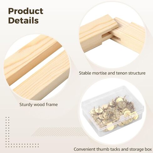 8 Pcs Needlepoint Stretcher Bars for Needlework - Including 6 in & 8 in Stretcher Bars, 40 Thumb Tacks, Storage Box and Tacks Remover, Wooden Canvas Stretcher Bars for Embroidery Needlework in Saudi Arabia