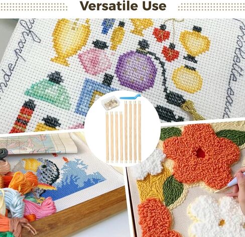 8 Pcs Needlepoint Stretcher Bars for Needlework - Including 6 in & 8 in Stretcher Bars, 40 Thumb Tacks, Storage Box and Tacks Remover, Wooden Canvas Stretcher Bars for Embroidery Needlework in Saudi Arabia