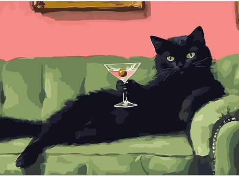 GEMFAMILY Black Cat Paint by Numbers Kit for Adults Beginner,Funny Adult Paint by Number Kits on Canvas,Easy Canvas Paint by Numbers for Adults for Home Wall Decoration 16 X 20 inch in Kuwait