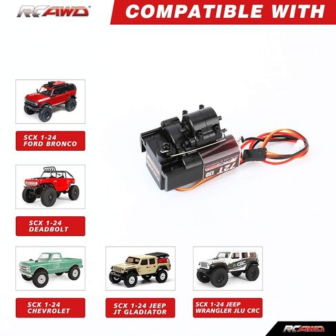 مجموعة محرك RCAWD Alum SCX24 2 سرعة نقل 72T 130 لسلسلة ترقيات سلسلة محورية 1/24 SCX24 AX24 باللون الأسود in Kuwait