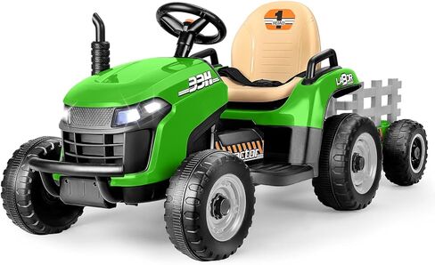 ARBELI 12V 7AH Kids Ride On Tractor w/Trailer & Remote Control, Green in Saudi Arabia