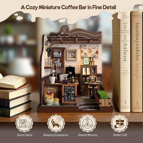 Soothee DIY Miniature Kit - 3D Puzzles for Adults & Teens, Book Nooks and Model Building Kits for Bookshelf Decor, Relaxing Craft & Unique Gift for Craft Lovers (Country Cafe) in Saudi Arabia