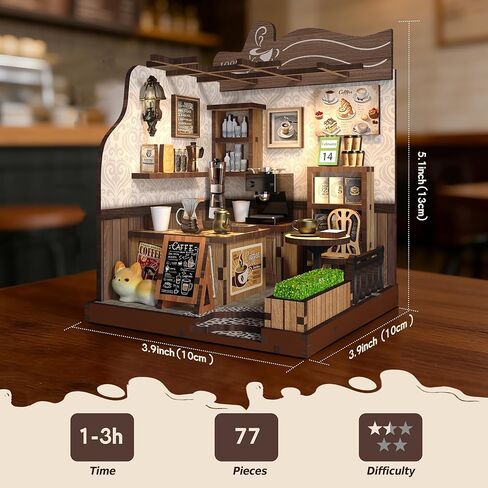 Soothee DIY Miniature Kit - 3D Puzzles for Adults & Teens, Book Nooks and Model Building Kits for Bookshelf Decor, Relaxing Craft & Unique Gift for Craft Lovers (Country Cafe) in Saudi Arabia