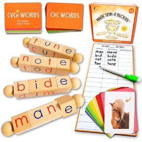 LITTLE BUD KIDS Magic Spin-E Blocks - A Silent E Phonics Toy & Montessori CVCe Reading Blocks for Kids Ages 4–7 in Saudi Arabia