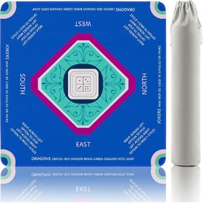 Mahjong Mat, Non-Slip Noise 32.2x32.2 Inch with 1 Carrying Bag for Table, Board Games, Tile Games and Cards, Blue in Kuwait