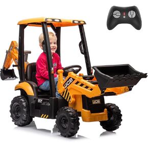 12V JCB Ride On Excavator, Ride on Toys for Kids 4-8, Electric Car for Kids with Tractor, Bulldozer, Digging Arm, Backhoe Loder with Slow Start/Stop, Adjustable Speeds (Excavator, Yellow with Roof) in Saudi Arabia