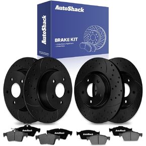 استبدال مجموعة فرامل Autoshack لعام 2013-2016 Ford Escape 1.6L 2.5L AWD FWD الخلفي الأمامي الخلفي المحفور والزنك المغلفة بالزنك المغلفة دوارات الفرامل السيراميك BRK030655151 in Kuwait