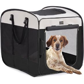 بيوت الكلاب والأقفاص من DONORO للكلاب المتوسطة، قفص الحيوانات الأليفة المحمول المنبثق في الأماكن المغلقة مع إطار سلكي قوي، قفص سفر قابل للطي، حقيبة قطط ناعمة الجوانب مقاومة للهروب (أسود، 28.0 بوصة طول × 18.0 بوصة عرض × 22.0 بوصة ارتفاع) in Kuwait