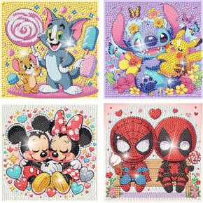 Fuinkqe 3 PCS Diamond Art Kits for Kids, Cartoon Diamond Art for Kids Ages 4-8-12, Diamond Art Painting Mosaic Kits for Gift Home Wall Decor (6x6 inch) in Saudi Arabia