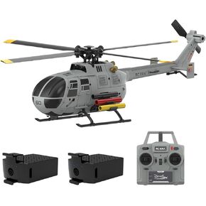 Helixsun C186S BO105 1/48 مقياس 2.4G 6CH نموذج طائرة هليكوبتر RC ذكي مع تثبيت الارتفاع البارومتري، تحديد موضع التدفق البصري، رف تركيب صاروخ TOL بمفتاح واحد (RTF/رمادي) in Kuwait