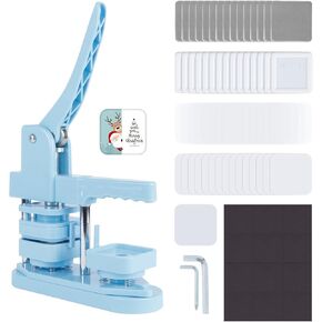 Magnet Button Maker Machine 50mm/1.97 in, Square Photo Magnet Maker Machine, DIY Fridge Badges Magnet Making Kit with 100 Sets Square Button Maker Supplies, Ideal for School, Parties, Events in Kuwait