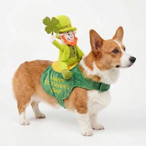 Dog St Patrick's Day Outfit Funny Irish Leprechaun Costume Green Tall Hat Pet Shamrock for Medium Dogs Parties Dog Clothes Accessories(M) in Saudi Arabia