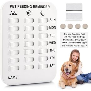 Magnetic Dog Feeding Reminder - AM/PM/Evening Pet Feed Tracker, Reusable Puppy Feeding Schedule Chart for Dogs Cats Fish, Easy Install on Fridge/Wall in Kuwait
