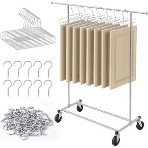 Cabinet Door Painting Hanger System with Drying Rack 10 Hangers 50 Zinc Plated Metal Screw Adjustable Rolling Stand for Painting Spraying Drying Cabinet Door Decker Panels Woodworking Project in Saudi Arabia
