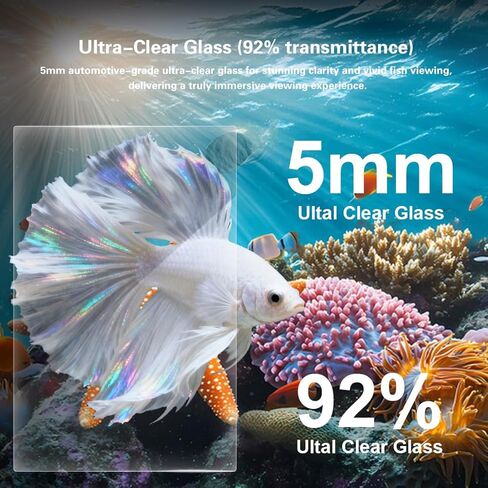 Glass Fish Tank Kit,2.8 Gallon Fish Tank,Small Aquarium, Ultra-Clear Nano Aquarium,Betta Fish Tank,Small Fish Tank,Aquarium Starter kit,Desktop Fish Tank,with Light and Filter in Saudi Arabia
