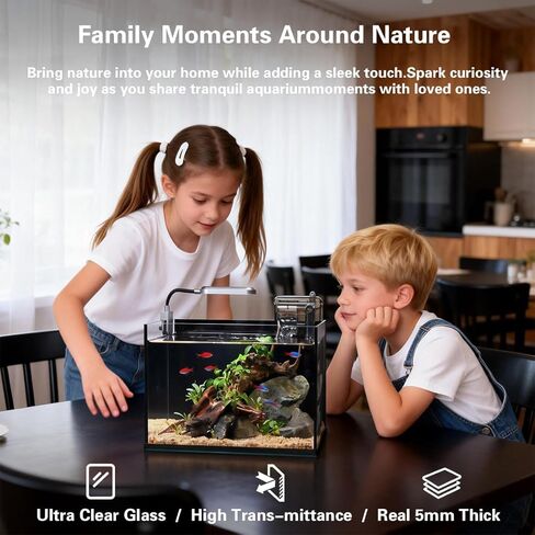 Glass Fish Tank Kit,2.8 Gallon Fish Tank,Small Aquarium, Ultra-Clear Nano Aquarium,Betta Fish Tank,Small Fish Tank,Aquarium Starter kit,Desktop Fish Tank,with Light and Filter in Saudi Arabia