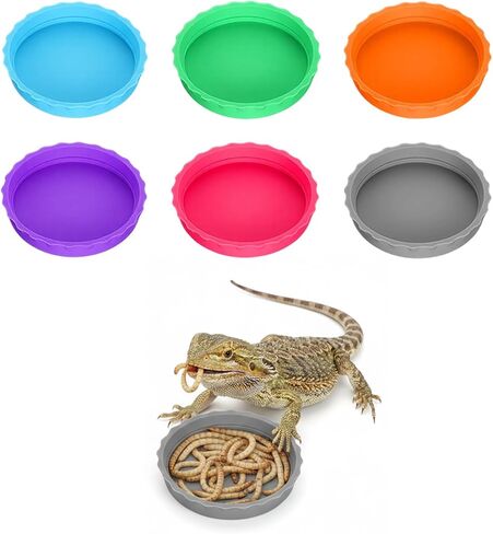 6 Pcs Crested Gecko Food Dish Water Bowl Silicone Reptile Feeding Cups Crested Gecko Tank Accessories for Reptile Tanks Hermit Crab Tortoise Small Pet 6 Colors in Saudi Arabia