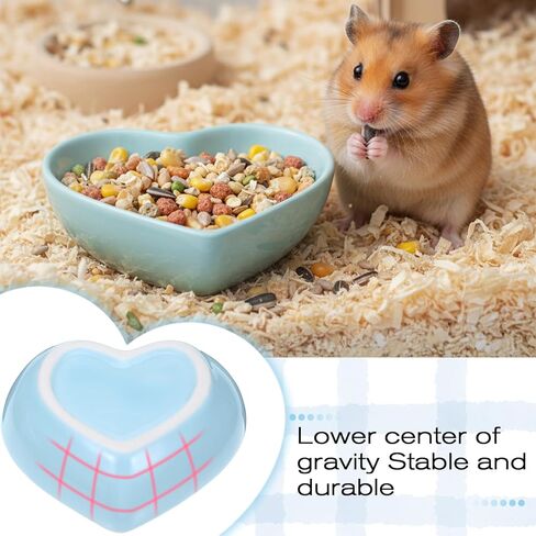 2 PCS Hamster Ceramic Food Bowl, Anti-Turning Heart Hamsters Food Water Dish, Ceramic Pet Bowls for Guinea Pig Gerbil Hedgehog Rat Rodent Bunny Parrots (Green, Blue) in Saudi Arabia
