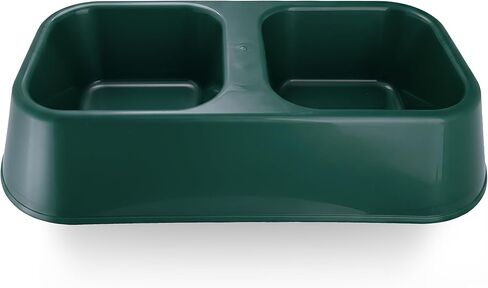 وعاء تغذية الحيوانات الأليفة خفيف الوزن وخالي من مادة BPA - طبق مزدوج (16 أونصة على كل جانب) لطعام ومياه الكلاب والقطط | بلاستيك متين، سهل التنظيف، صنع في الولايات المتحدة الأمريكية (رمادي، كبير) in Kuwait