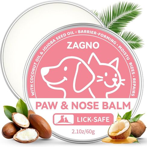 All-Natural Lick-Safe Dog Paw Balm With Coconut Oil |Fast Repair & Nourishment for Irritated Paw Pads & Nose | Cat Wax & Cream, Suitable for Dry, Cracked, and Irritated Noses | Hoof Care | 2.1 oz in Saudi Arabia