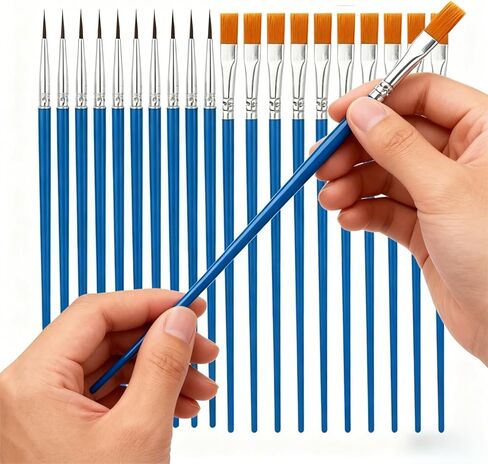 Acrylic Paint Brushes Set, 20 Pcs Professional Nylon Hair Art Brushes for Watercolor & Oil Painting, Assorted Shapes for Artists, Adults & Beginners in Saudi Arabia