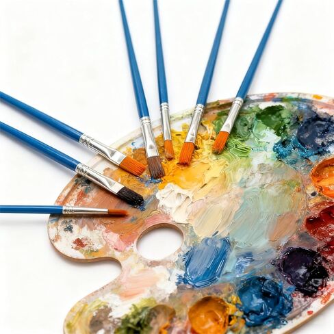 Acrylic Paint Brushes Set, 20 Pcs Professional Nylon Hair Art Brushes for Watercolor & Oil Painting, Assorted Shapes for Artists, Adults & Beginners in Saudi Arabia