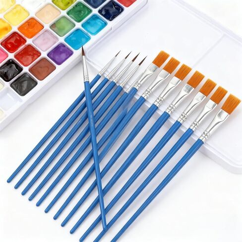 Acrylic Paint Brushes Set, 20 Pcs Professional Nylon Hair Art Brushes for Watercolor & Oil Painting, Assorted Shapes for Artists, Adults & Beginners in Saudi Arabia