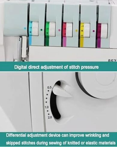 Heavy-Duty Coverstitch Serger, Overlock Sewing Machine w/2-3-4 Stitch Capability, Trim Trap, and Presser Feet, Adjustable Gauge for Beginners in Saudi Arabia