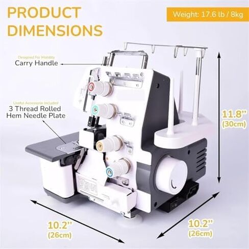 Sewing Machines, Overlocker Sewing Machine,Semi-Industrial Sergers & Overlock Machines w/Metal Frame,3-4 Serger Thread Capability in Saudi Arabia