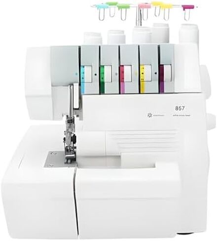 Heavy-Duty Coverstitch Serger Overlock Sewing Machine with 2-3-4-5 Stitch Capability, Trim Trap, and Presser Feet for Professionals in Saudi Arabia