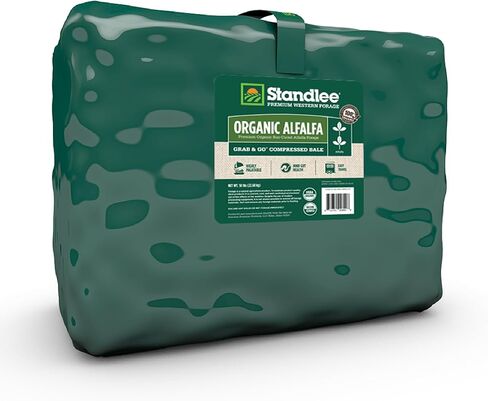 standlee Organic Alfalfa Grab & Go Compressed Hay Bale, Organic Alfalfa for Horses & Livestock, 50 lbs in Kuwait