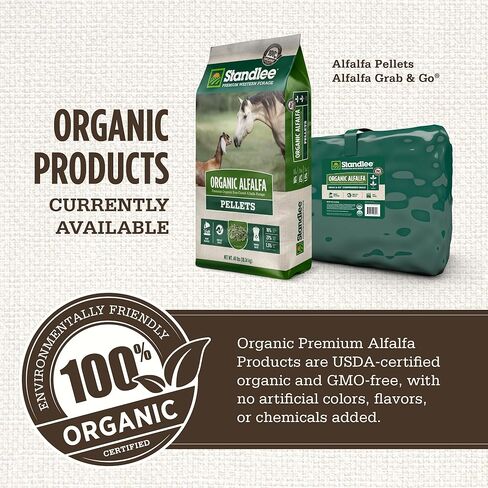 standlee Organic Alfalfa Grab & Go Compressed Hay Bale, Organic Alfalfa for Horses & Livestock, 50 lbs in Kuwait